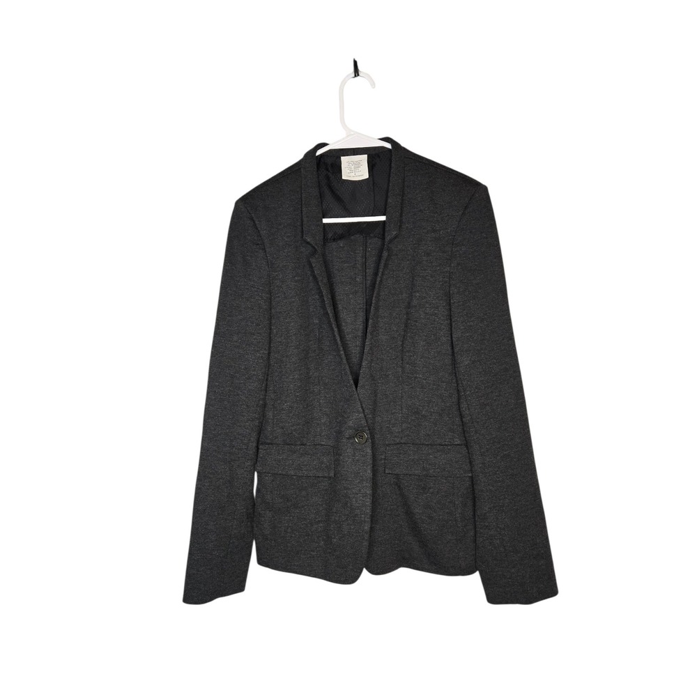 Made in USA Y2K Charcoal Knit Blazer Minimalist Career Jacket Office Siren 8